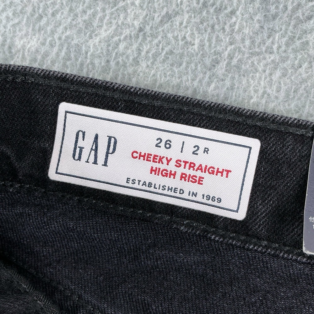 GAP Jeans Women 2/26 (ACTUAL 26x26.5) Black Cheeky Straight High Rise NWT - Picture 9 of 16